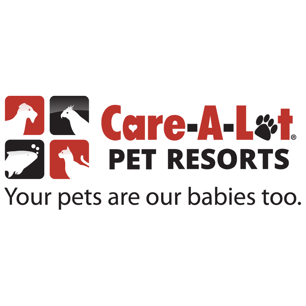 Care-A-Lot Pet Resorts logo with tagline Your pets are our babies too. They are a main sponsor of Reba's Animal rescue