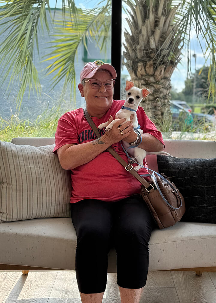 September 2025 adoption of Juno a little white dog