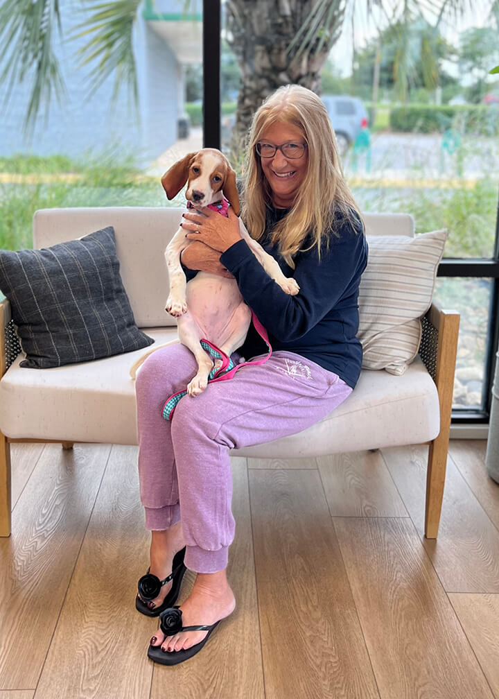 September 2025 adoption of Mira a beagle mix