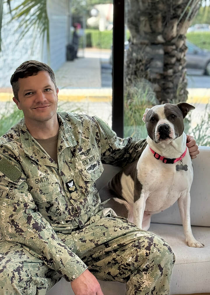 September 2025 adoption of Sheba a black and white dog